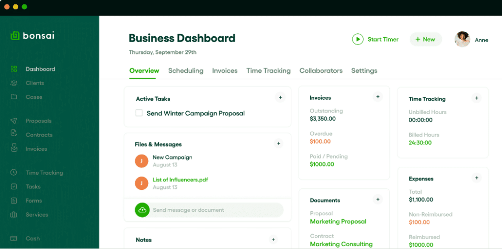 Bonsai - Best CRM Software for Freelancers