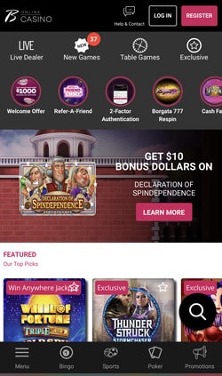 Borgata games screen