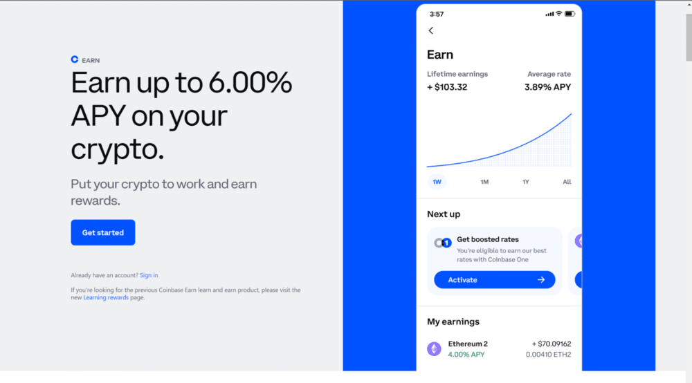 Coinbase Earn Crypto Savings Account