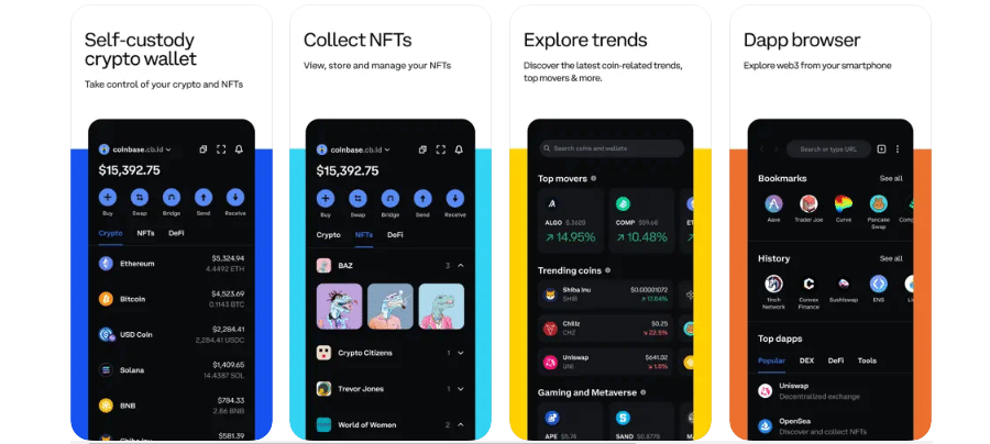 The Coinbase wallet is available as a stand-alone app via the App Store 