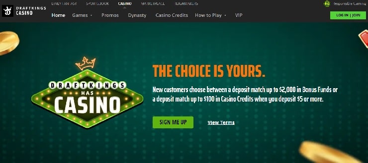 DraftKings homepage