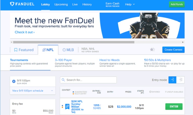 FanDuel DFS Maine Online Gambling Site