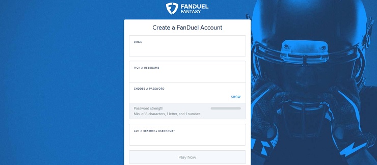 FanDuel Fantasy Sign Up Form