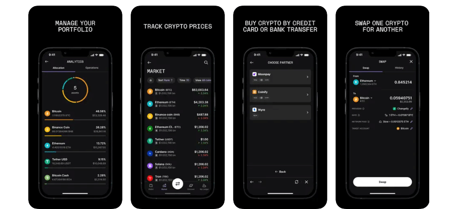 Ledger Live lets you connect your Ledger cold wallet and streamline crypto buying, selling, and more