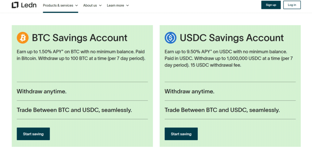 Ledn Crypto Savings Account