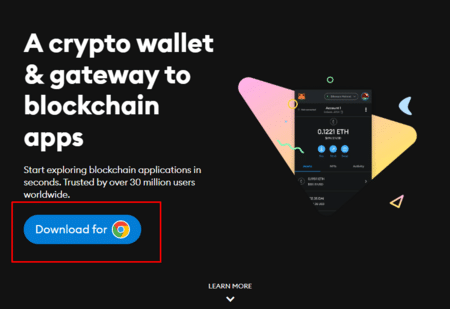 Download button on the MetaMask homepage