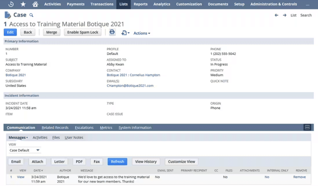 Oracle NetSuite CRM Marketing Automation