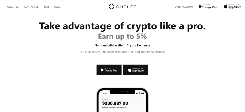 Outlet Finance Crypto Savings Account