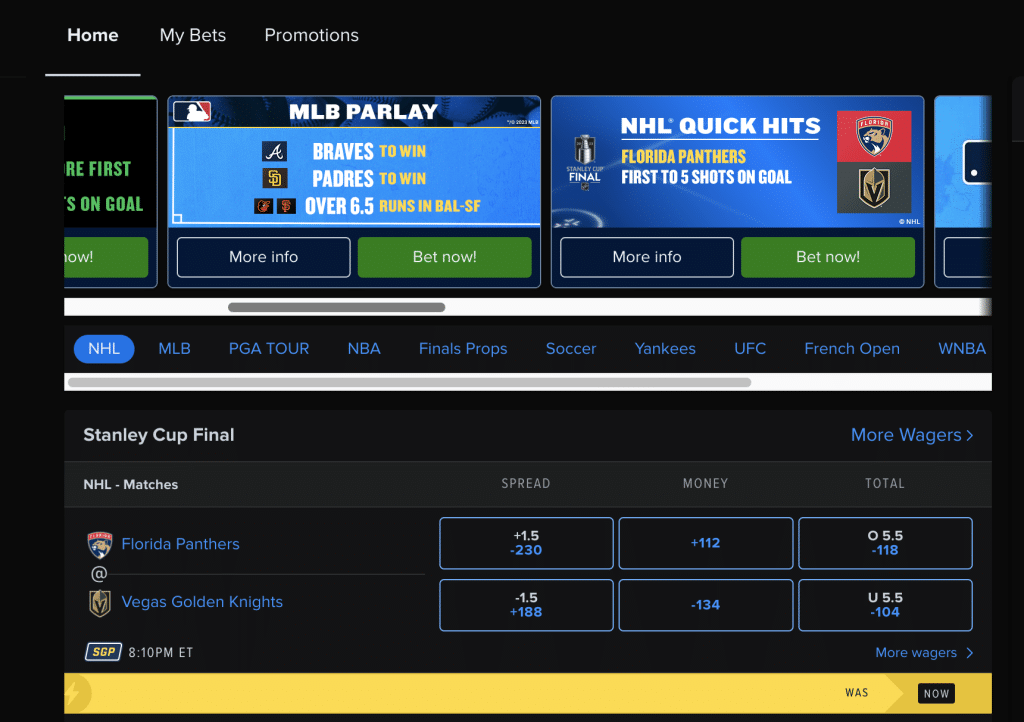 FanDuel IN Betting Page