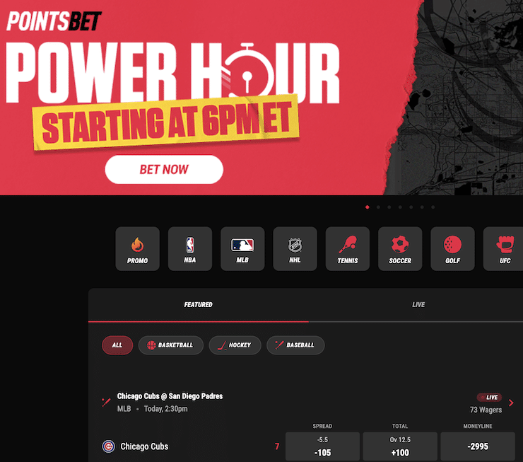 PointsBet IN Betting Page