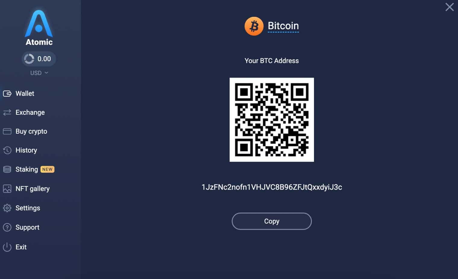 Atomic Wallet receive crypto