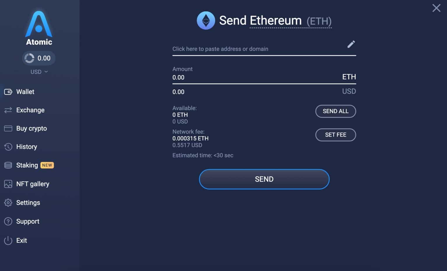 Transfer Funds on Atomic Wallet 