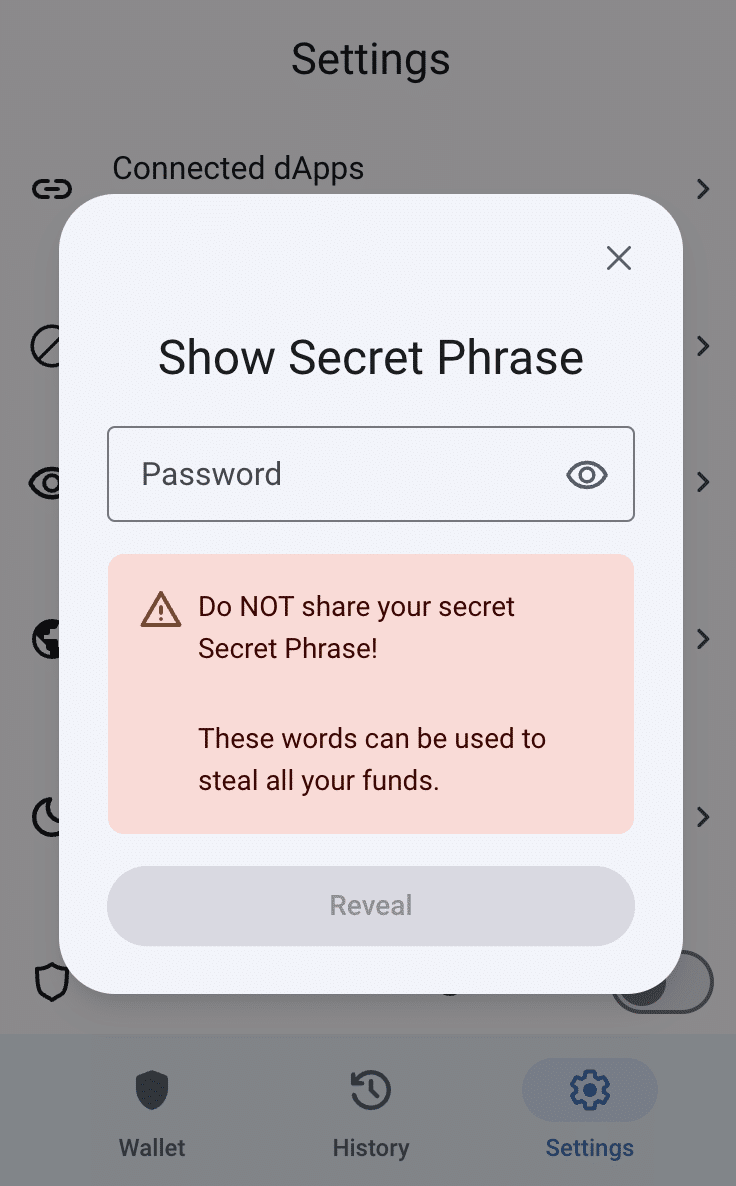 Trust Wallet secret phrase