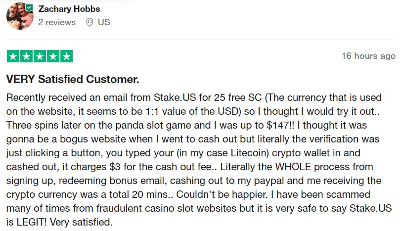 User review from Trustpilot
