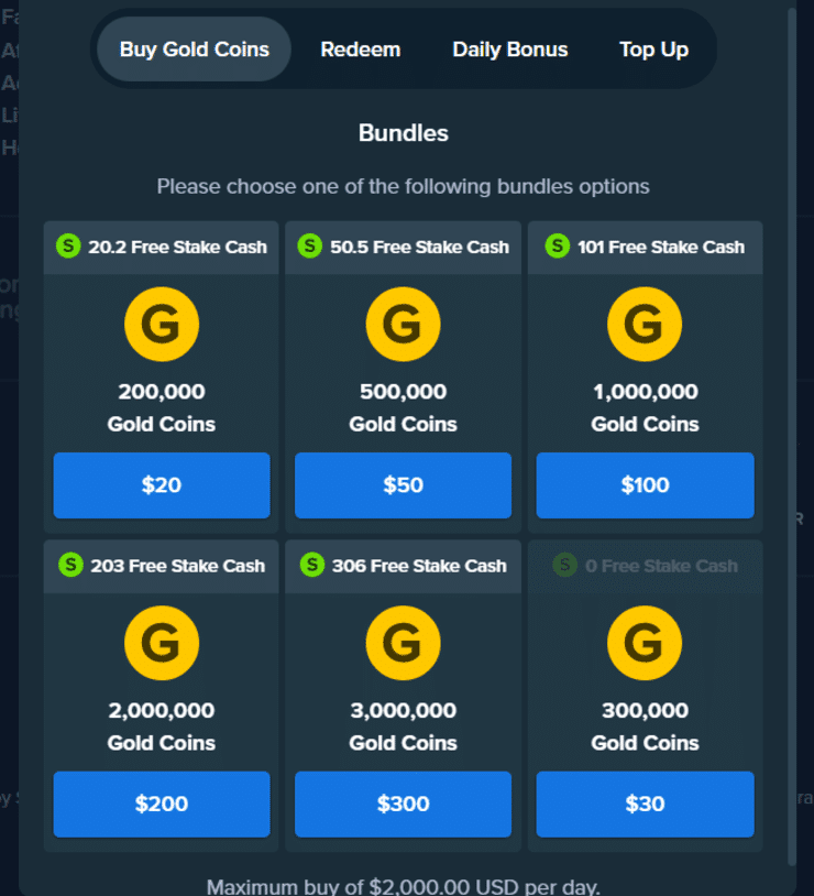 Buying coins at Stake.us