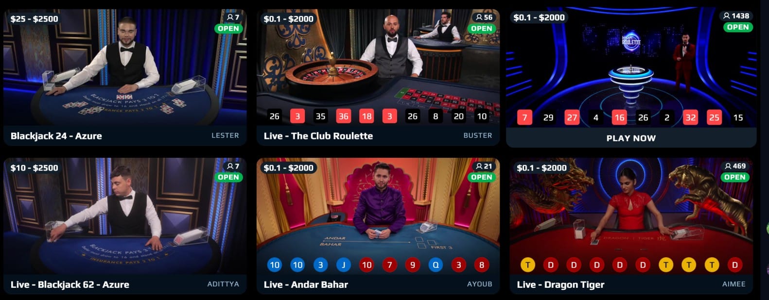 Live Dealer Tables