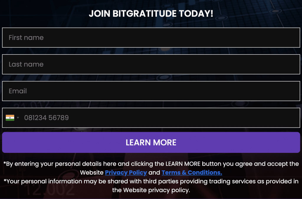 Signup on BitGratitude