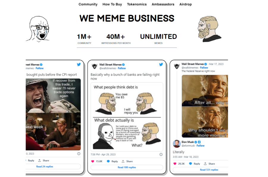 Wall Street Memes is an innovative crypto project merging memes with blockchain in an effort to redefine the modern financial world through community power