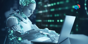 A robot browsing a computer