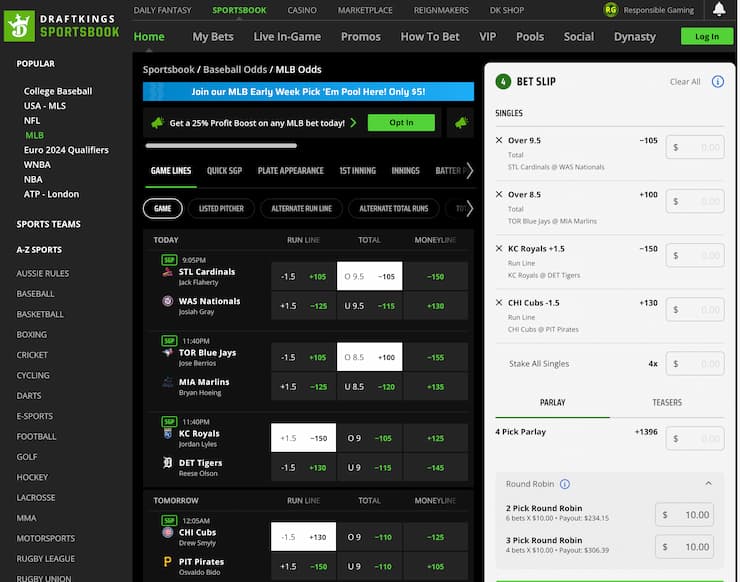 draftkings round robin betting