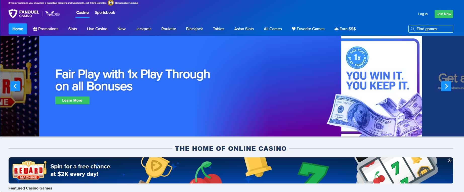 fanduel PA homepage