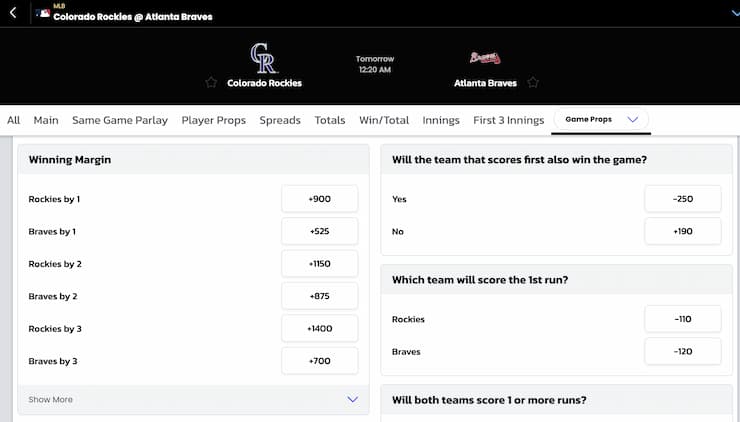 game prop bets