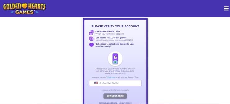 Verify your mobile screen - Golden Hearts Games