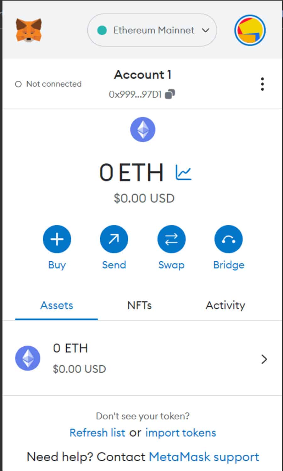 The MetaMask wallet opens as a Chrome plugin and makes interaction with Ethereum dApps easy.