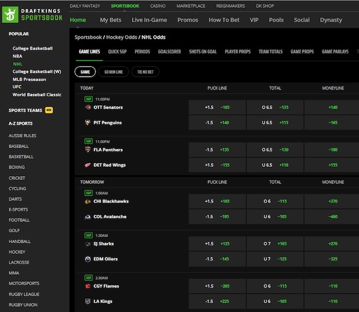 DraftKings PA Home Page