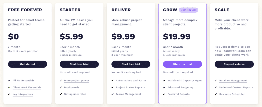 Teamwork pricing