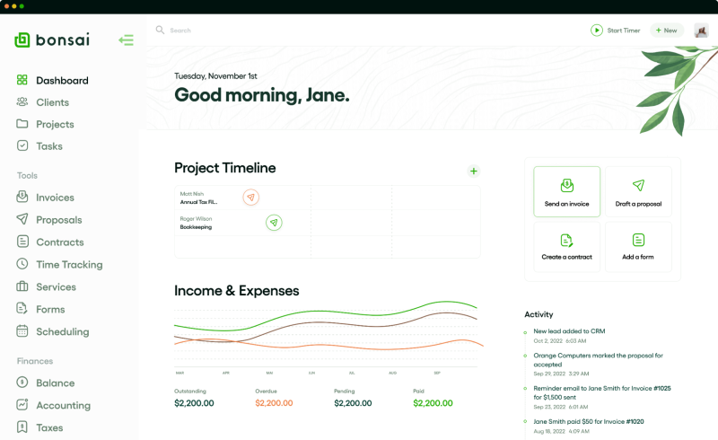 Bonsai — All-in-One Resource Management Solution for Freelancers and Contractors