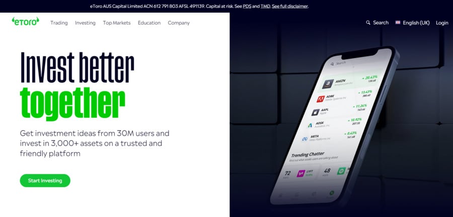eToro has more than 30 million active traders, and it features the eToro Money wallet, which can store some of your crypto assets.