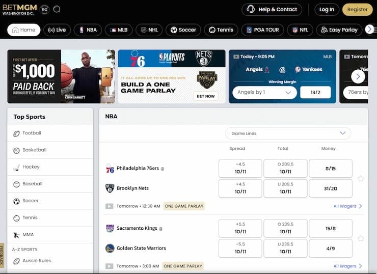 BetMGM DC Sportsbook Desktop Experience