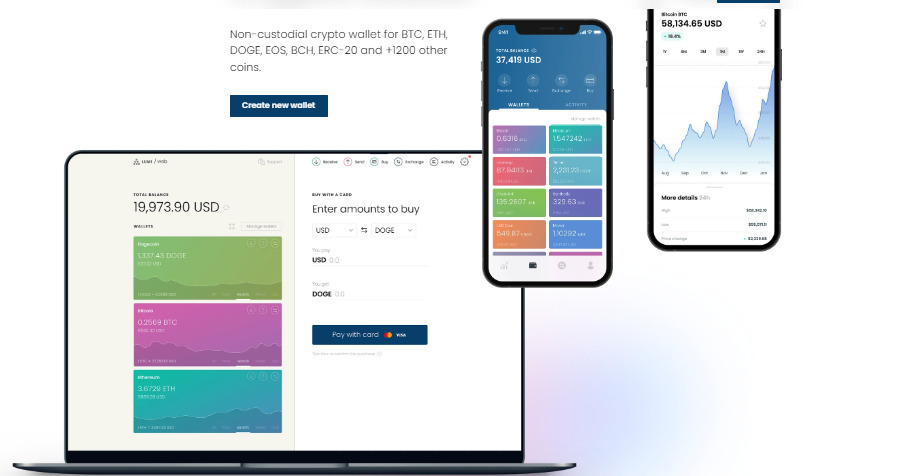 Lumi Wallet is available as a desktop or mobile app, featuring a colorful and intuitive interface.