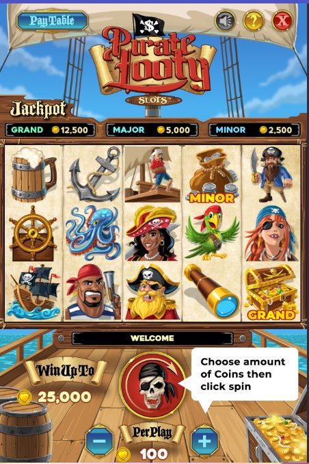 slot game screen - pirate looty