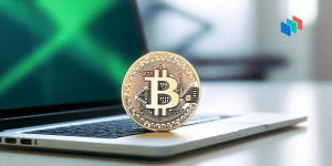 Bitcoin (BTC) Logo On A Laptop Computer