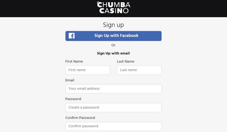 Chumba Casino Sign Up Form