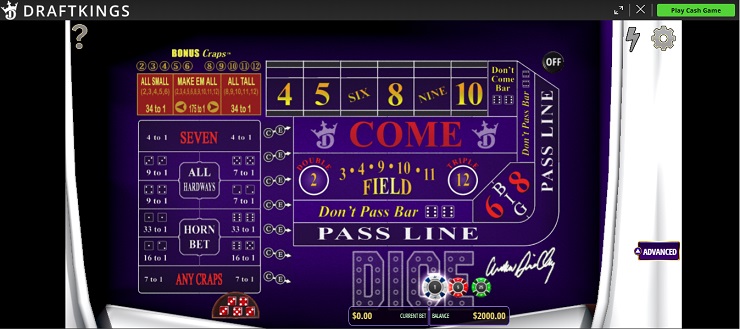DraftKings Craps Table