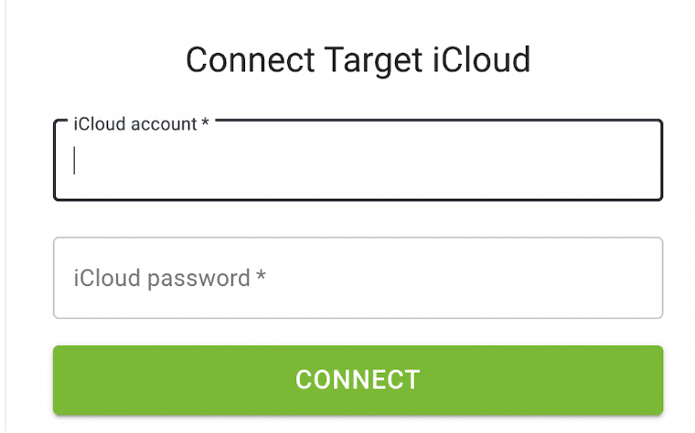 Enter icloud credentials in mSpy