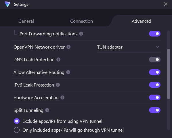 ProtonVPN security settings