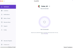 PureVPN Mac interface