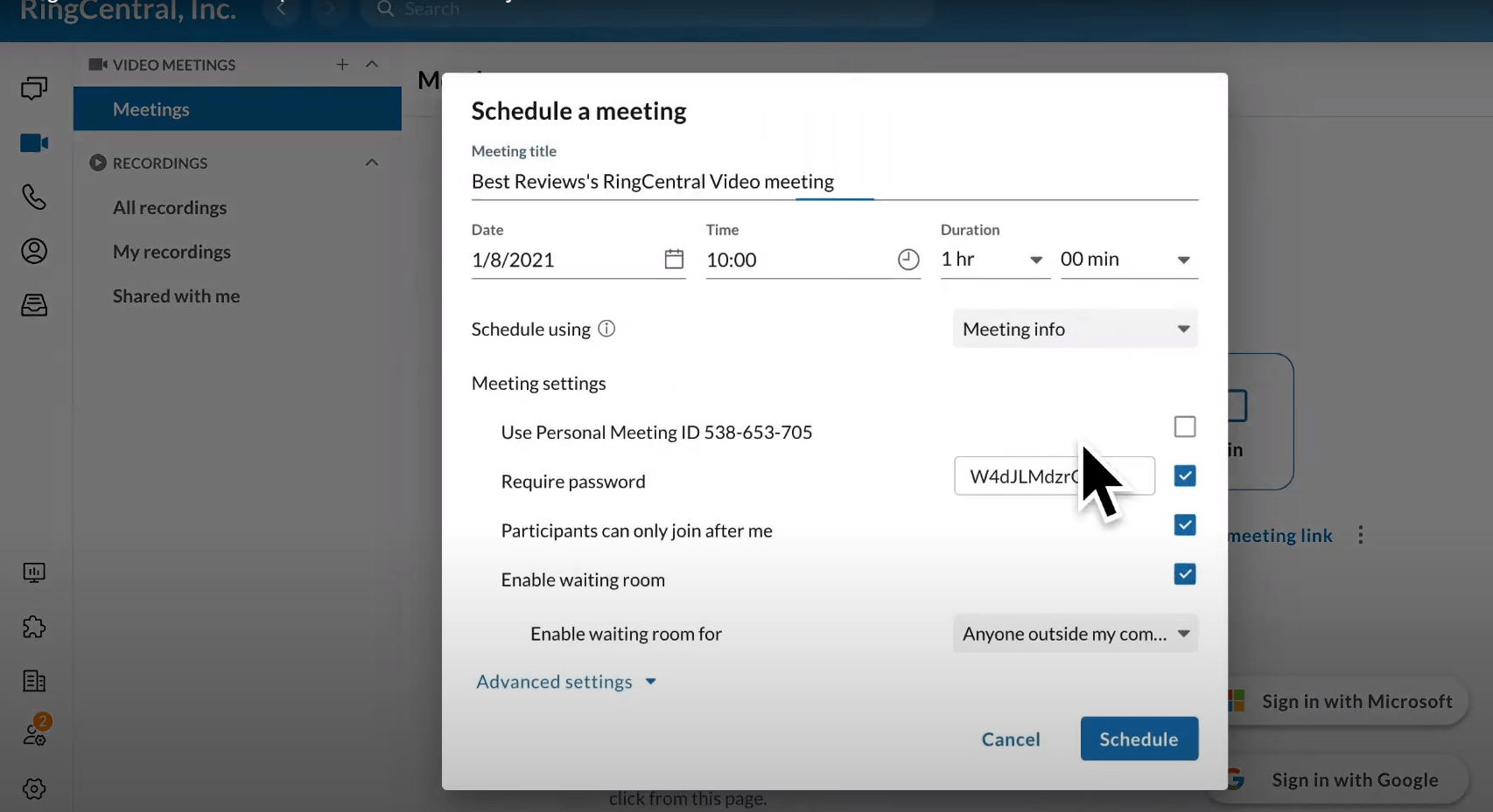 RingCentral Call Tracking Service