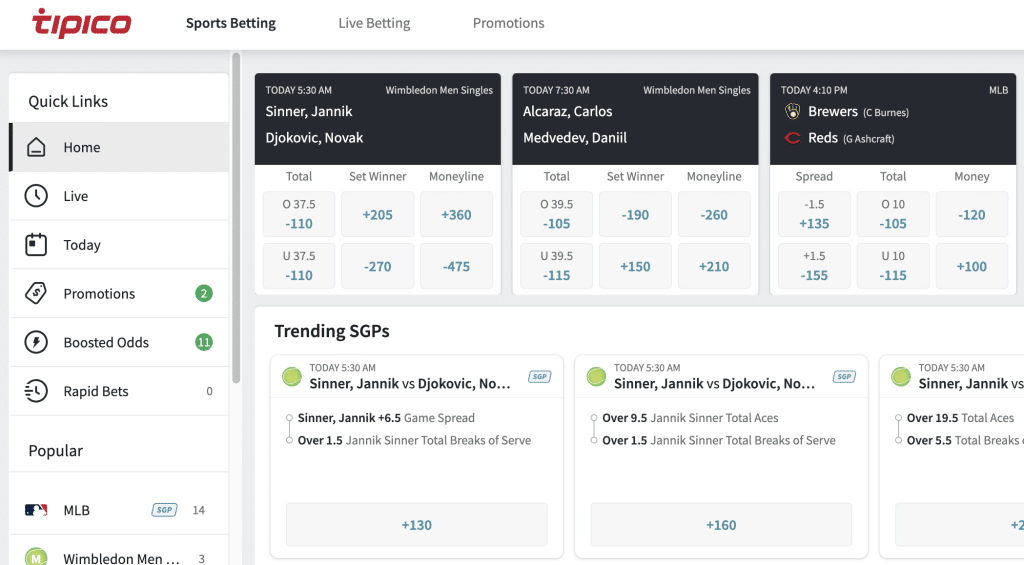 Tipico CO Betting Page