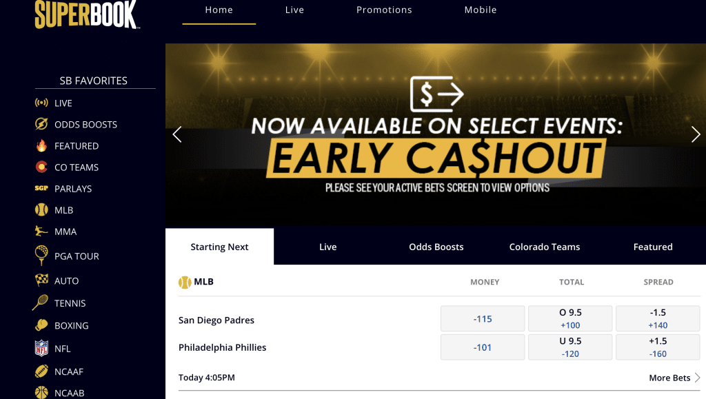 SuperBook CO Betting Page