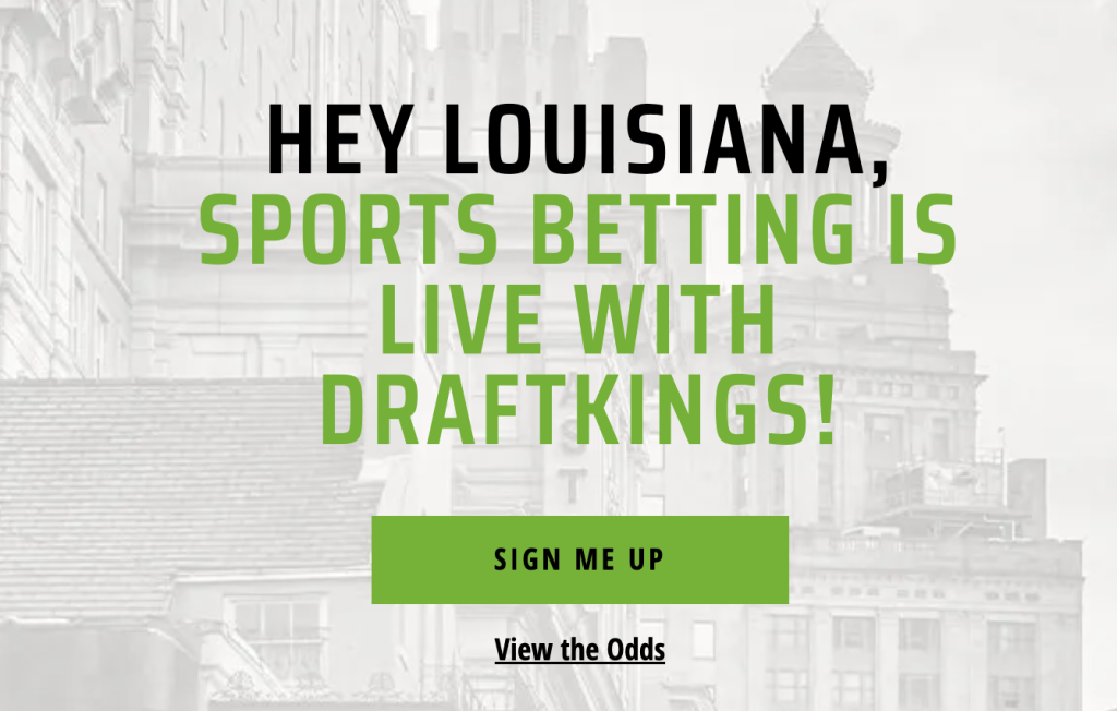 DraftKings Louisiana welcome page