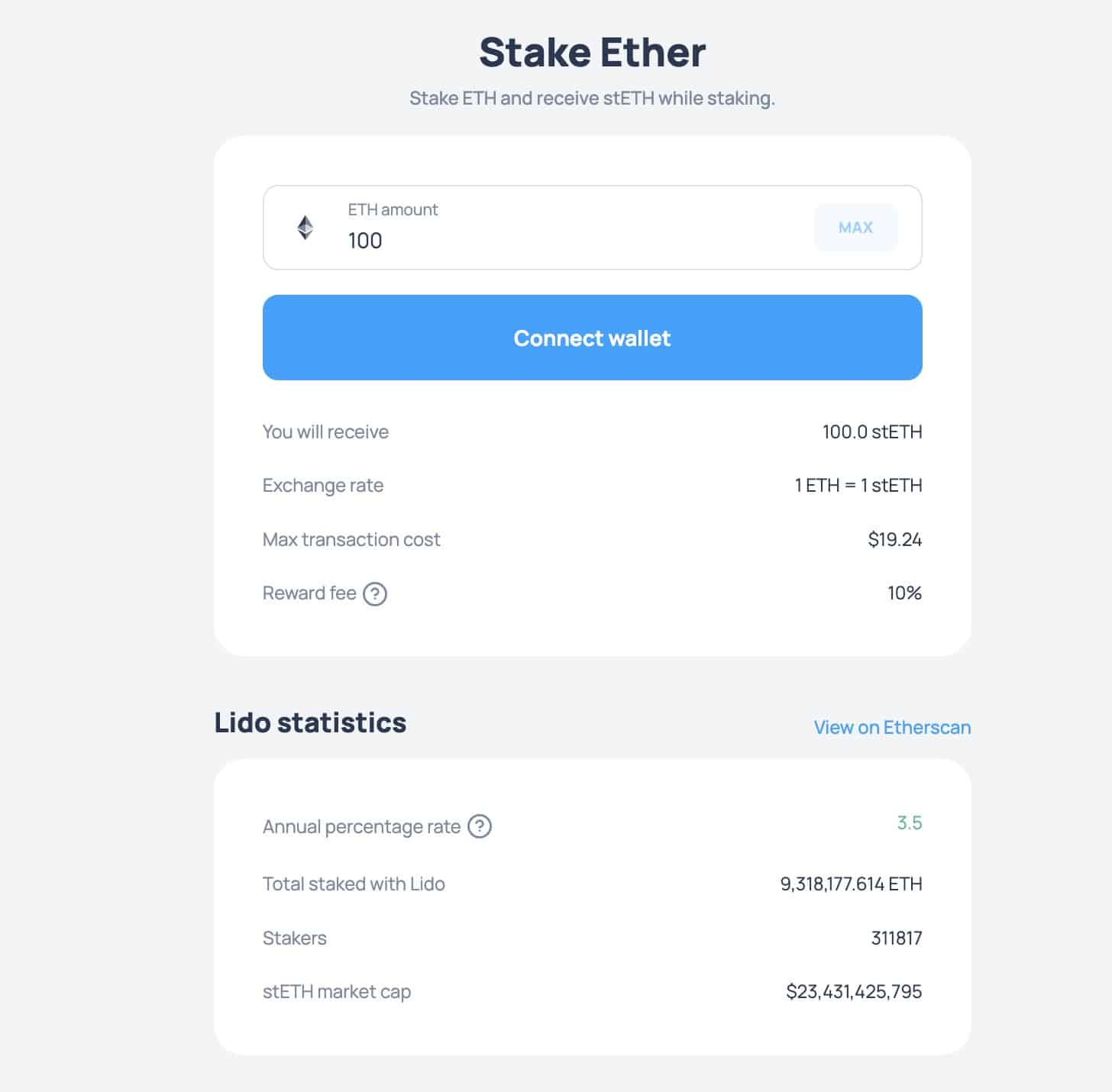 Staking ETH on Lido