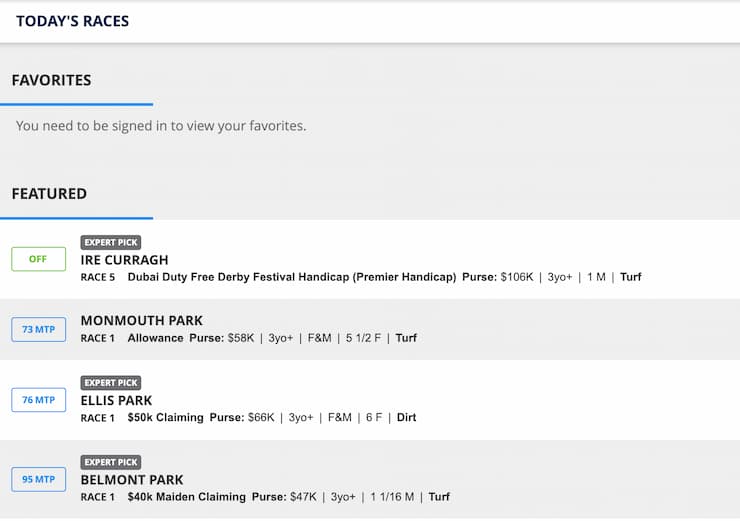 Head to the racing section and choose your race