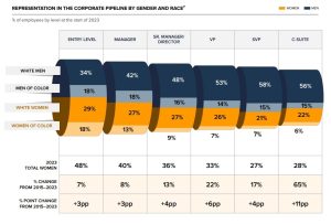 REPRESENTATION IN THE CORPORATE PIPELINE BY GENDER AND RACE”