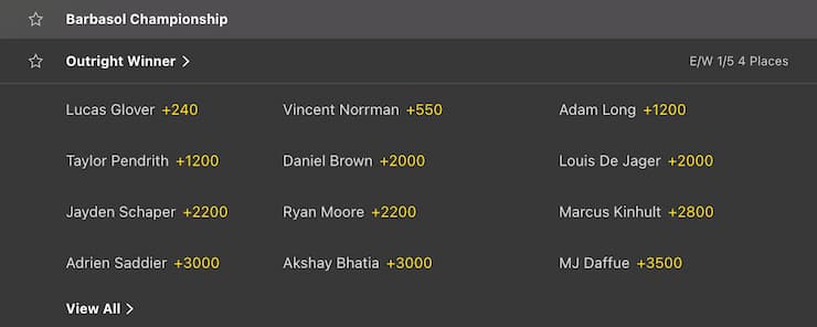 bet365 golf odds