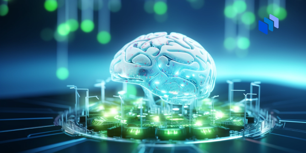 Image of AI brain with green lights